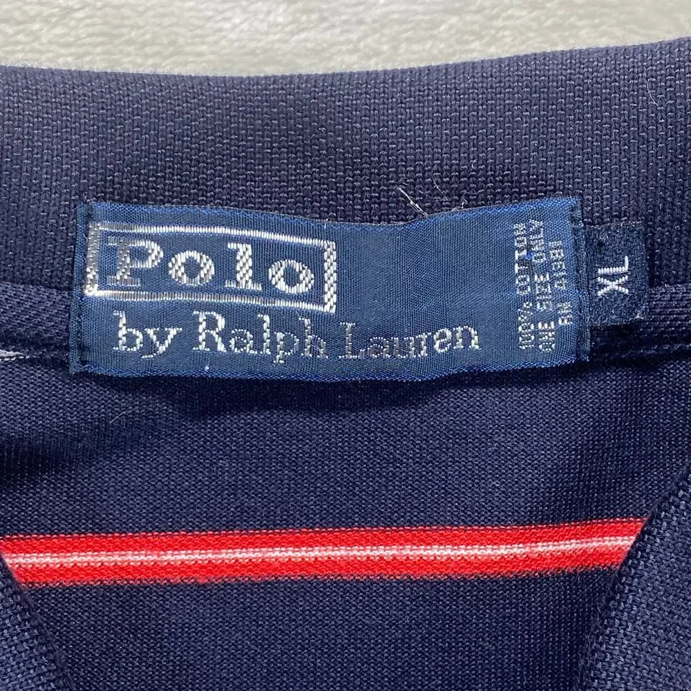Polo Ralph Lauren Men's Striped‎ Cotton Polo Shirt Navy Red White Classic Fit XL